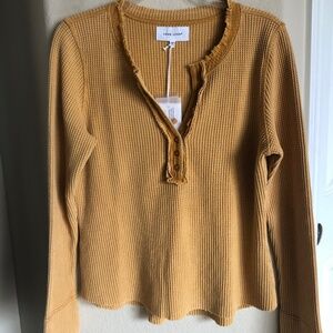 DEAR JOHN WOMEN’S THERMAL WAFFLE KNIT TOP, SIZE LARGE, NEW WITH TAGS